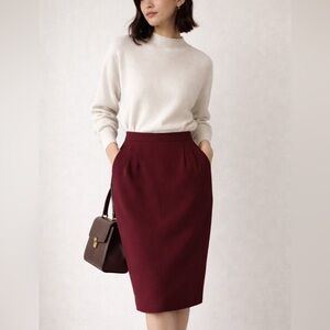 Vintage Pendleton Burgundy Pencil Skirt Classic Workwear Size 8 Petite
